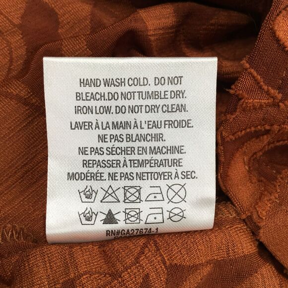 Eva Franco Anthropologie Burnout Velvet Top sz XS Puff Sleeve Sheer Rust Orange - Picture 16 of 16